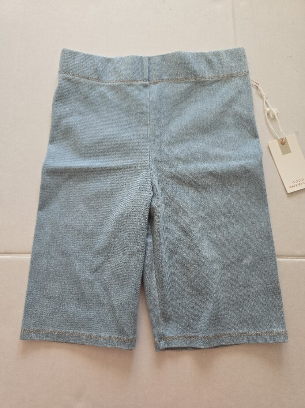 NWT Good American Indigo Sculpt Bike Shorts Light Wash Size 0